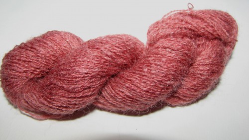 pale red/orange mohair handspun yarn