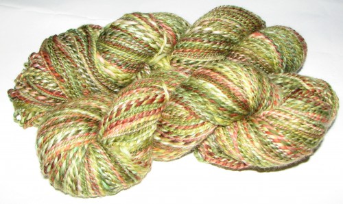 green and red variegated superwash merino handspun yarn